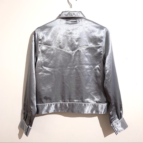 UO Embroidered Satin Gas Jacket - Picture 11 of 15